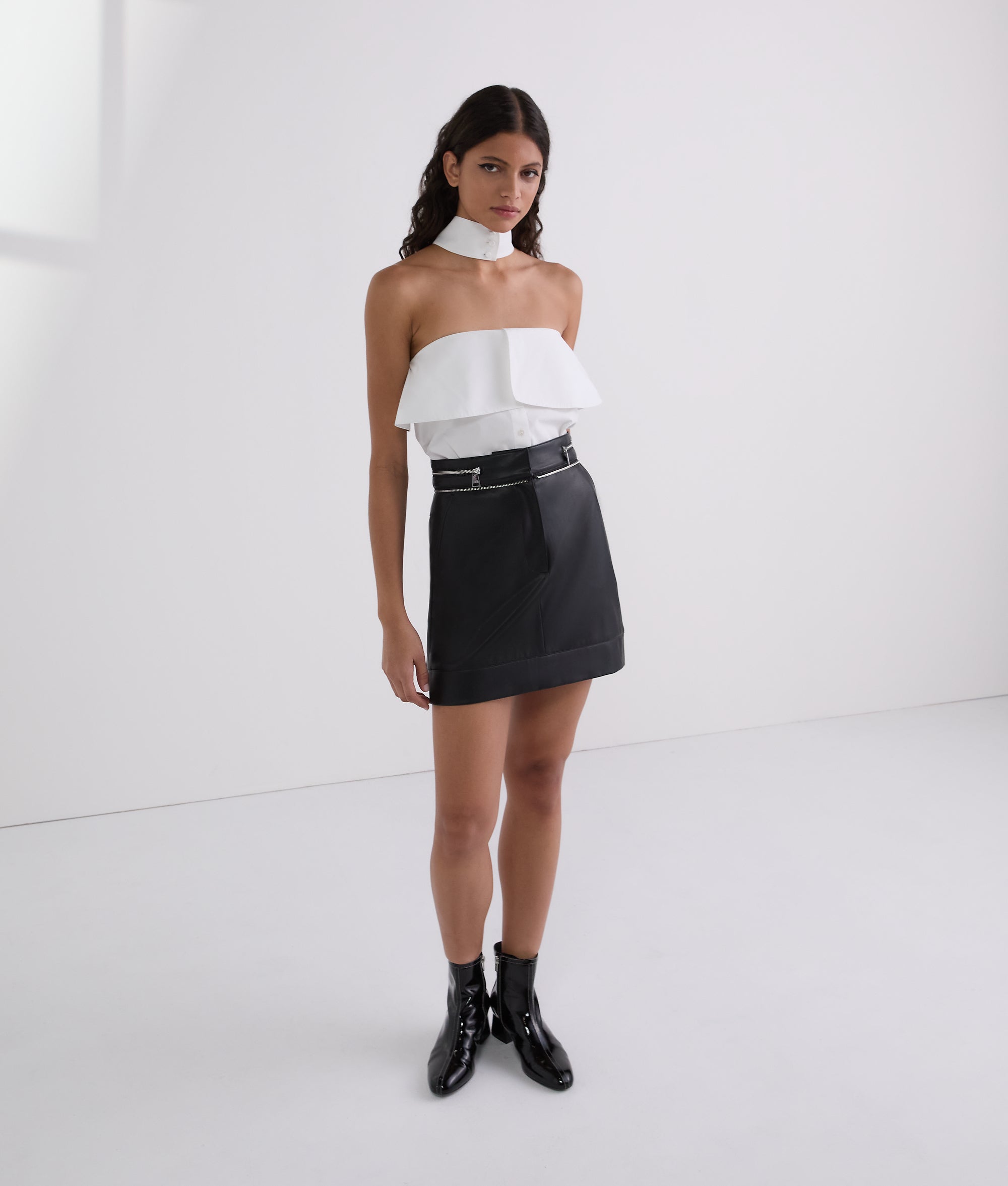 STRAPLESS POPLIN SHIRT