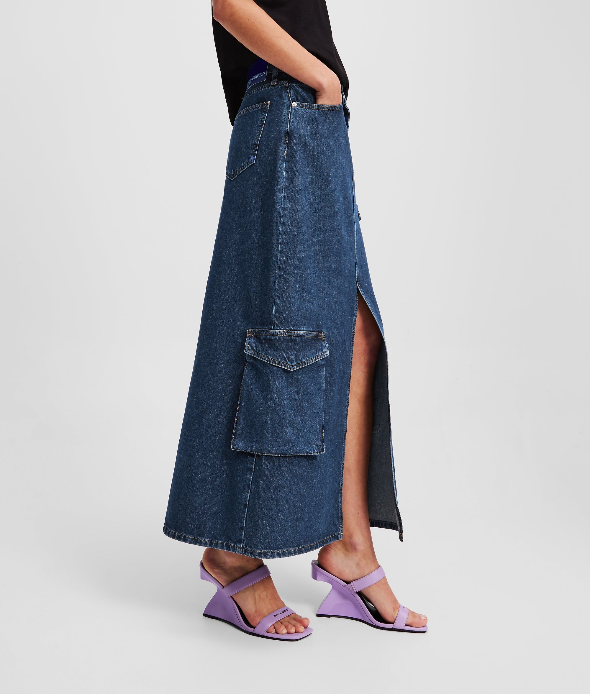UTILITY DENIM MAXI SKIRT