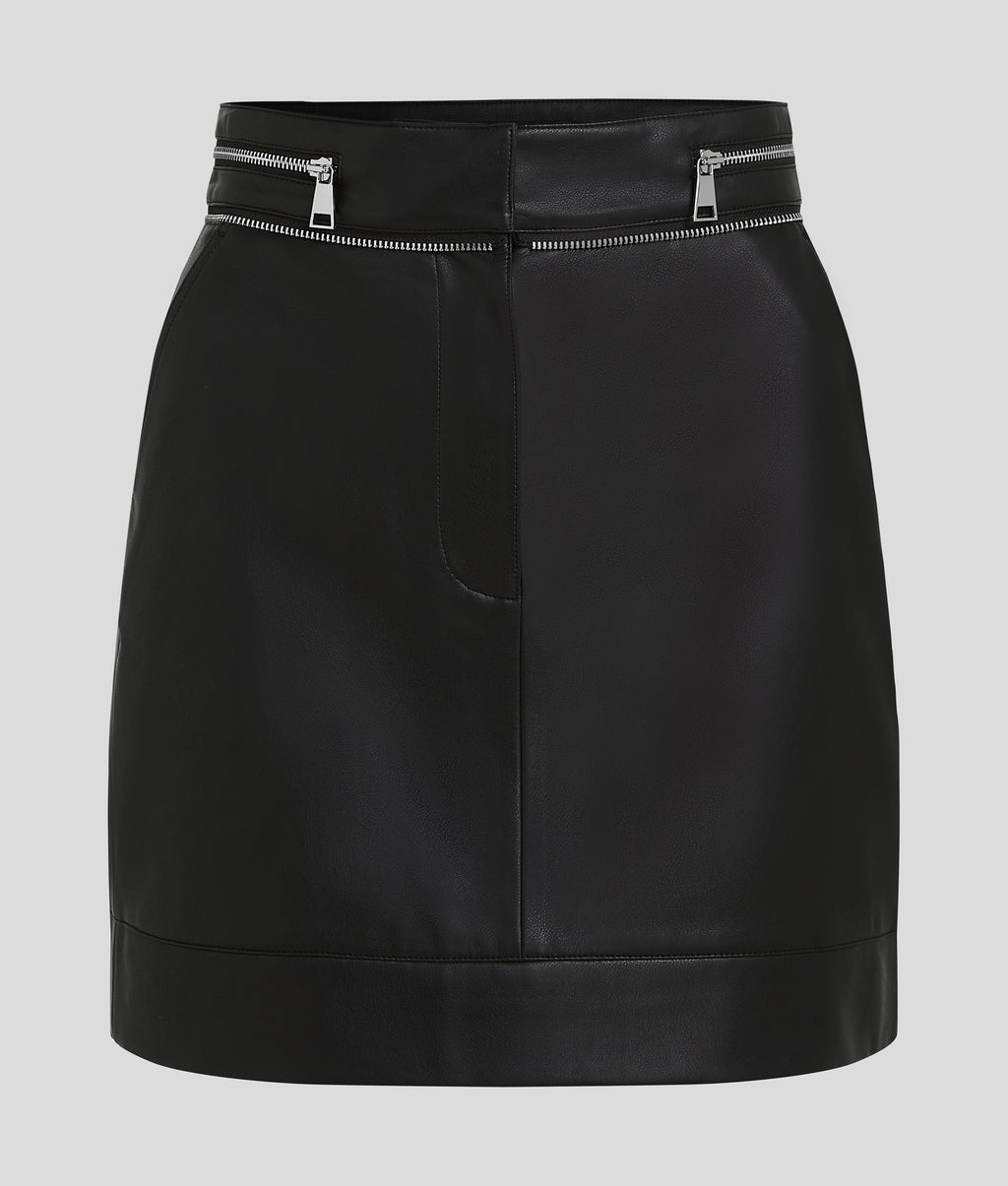FAUX-LEATHER ZIP DETAIL SKIRT
