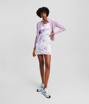 FLORAL-PRINT MESH DRESS