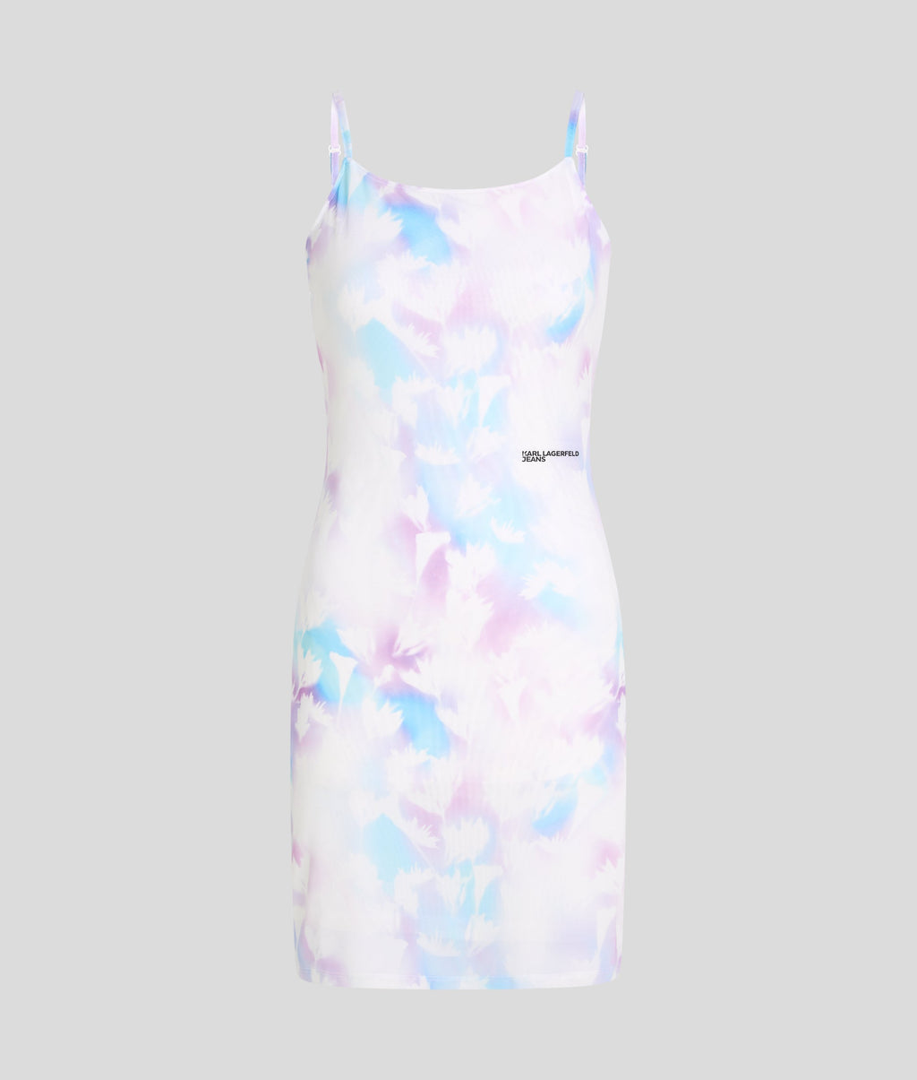 FLORAL-PRINT MESH DRESS
