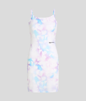 FLORAL-PRINT MESH DRESS