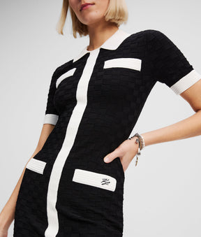 CONTRAST PIPING POLO DRESS