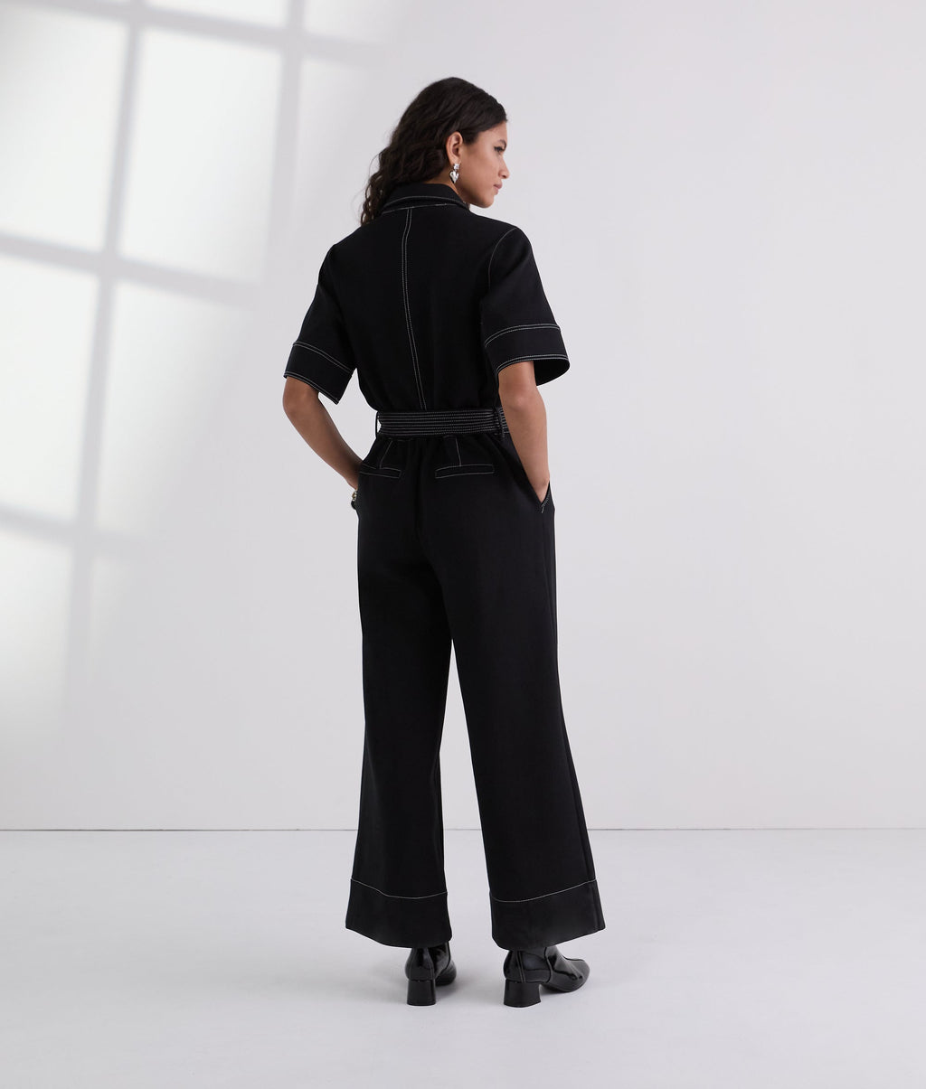 CONTRAST STITCH JUMPSUIT