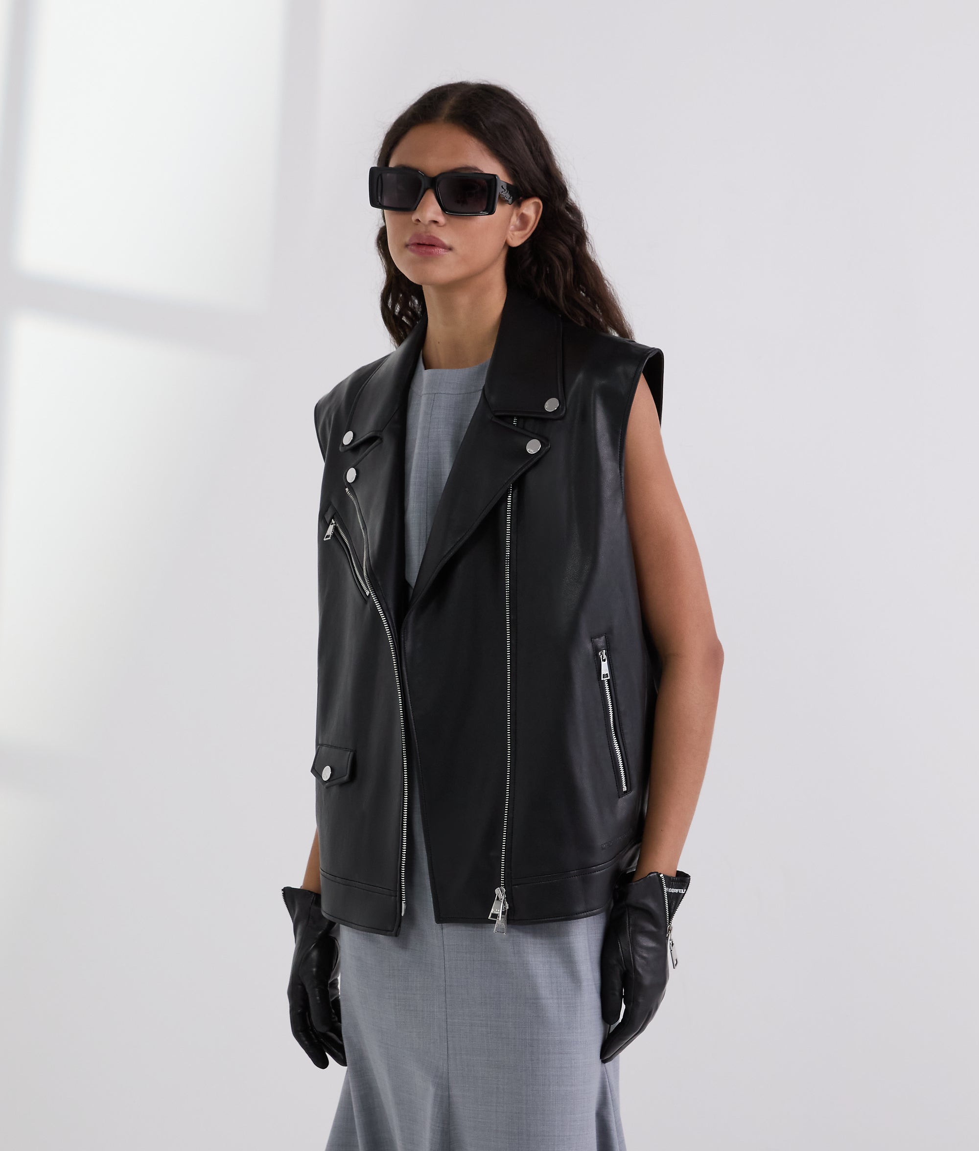 FAUX-LEATHER WAISTCOAT