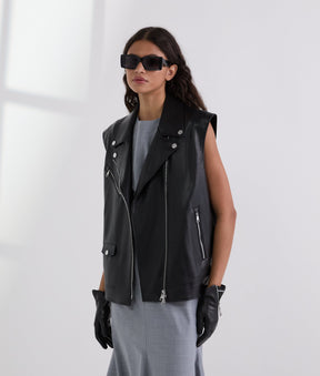 FAUX-LEATHER WAISTCOAT