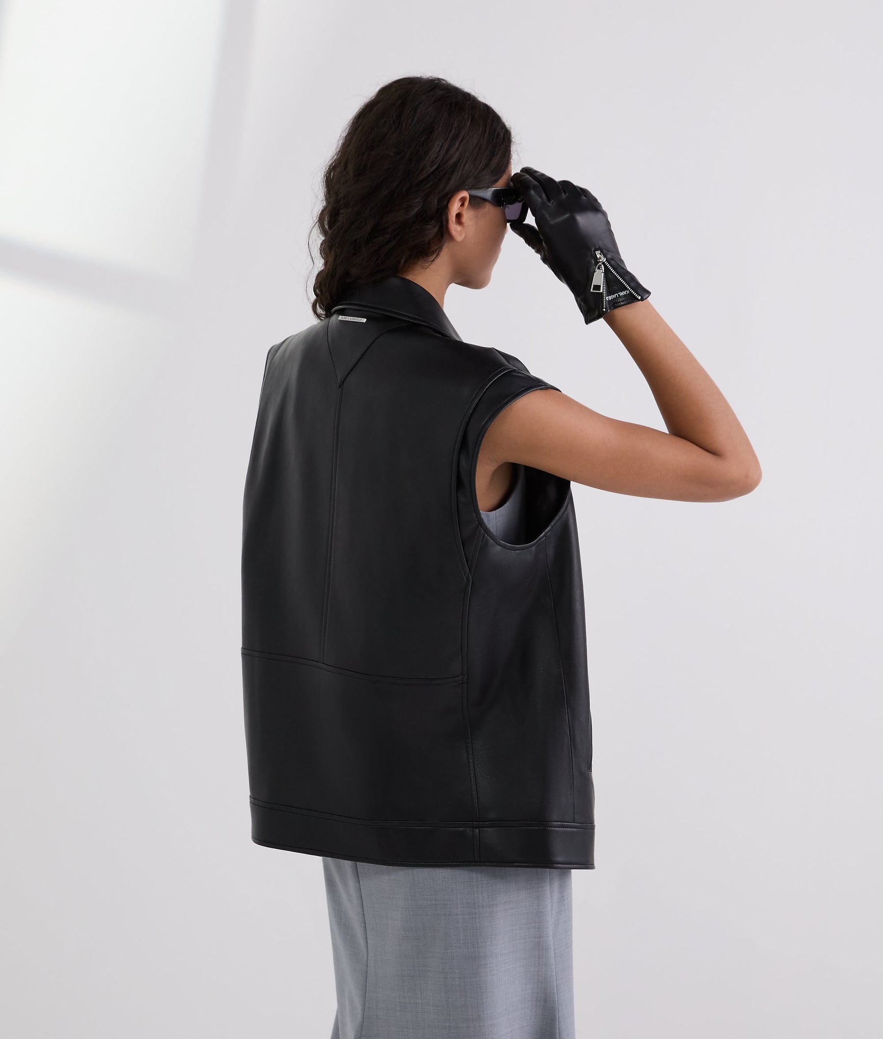 FAUX-LEATHER WAISTCOAT