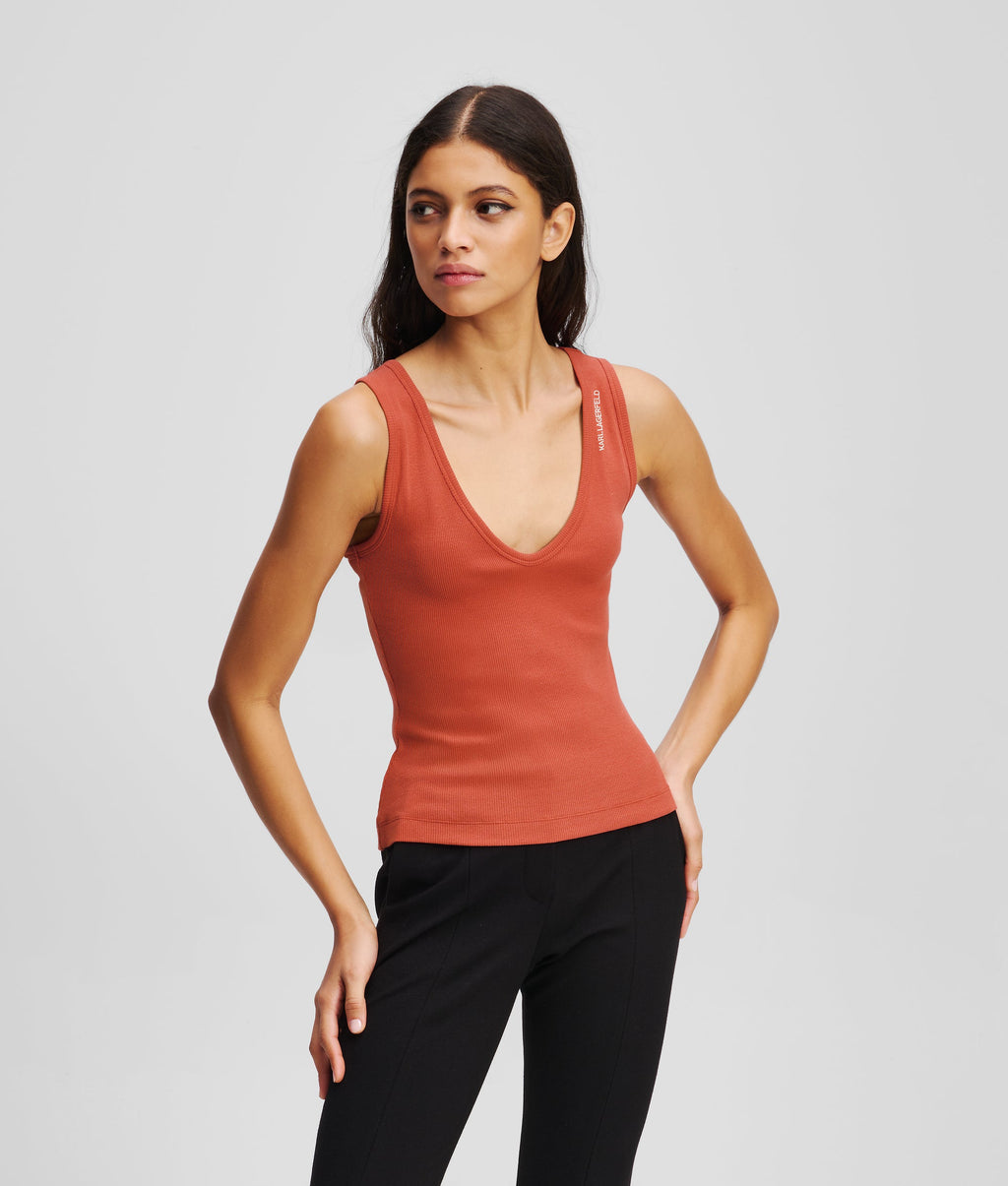 RIBBED V-NECK TANK TOP