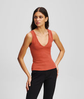 RIBBED V-NECK TANK TOP