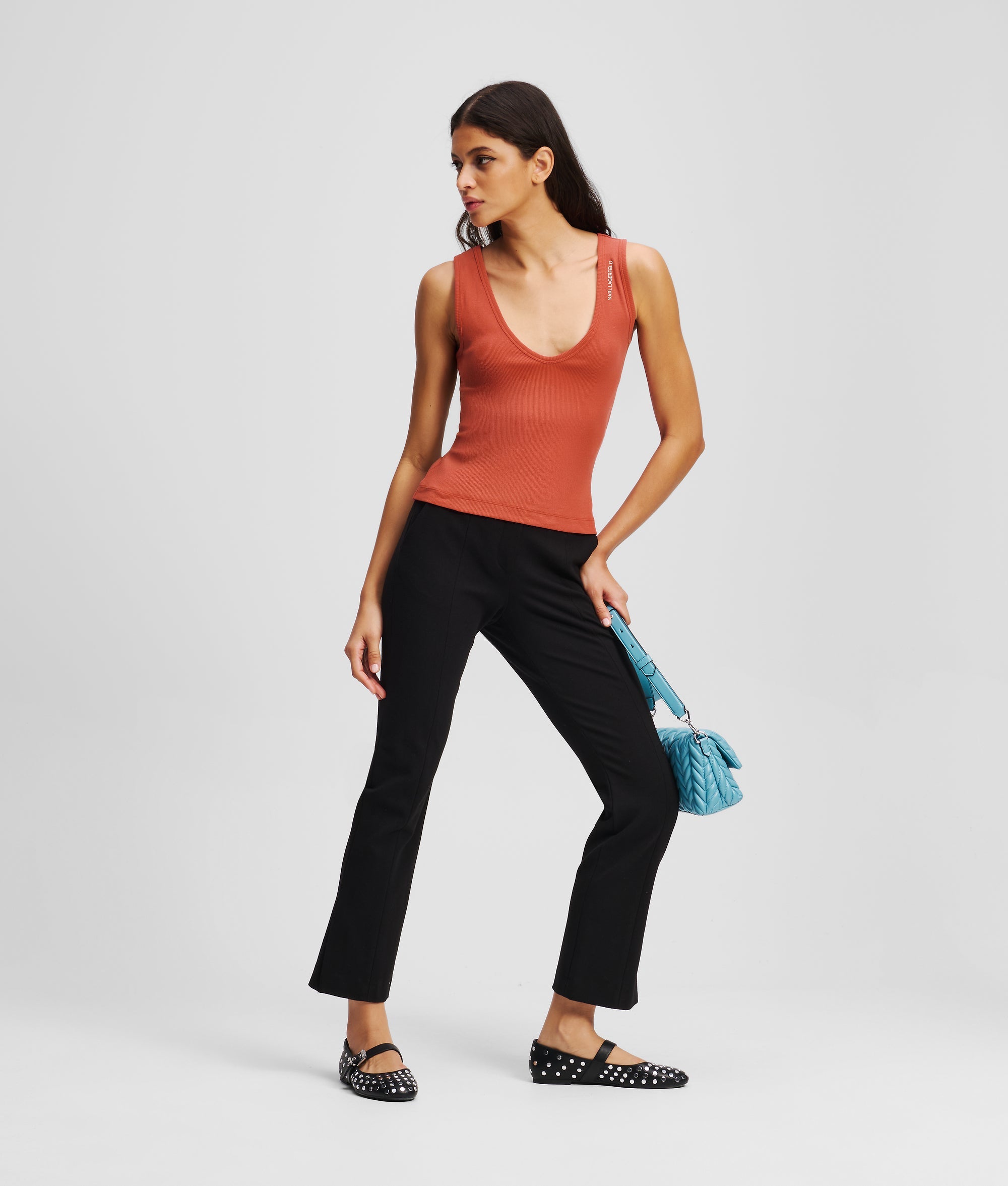 RIBBED V-NECK TANK TOP