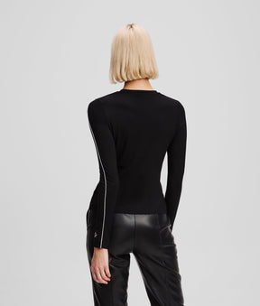 CONTRAST PIPING LONG-SLEEVED TOP