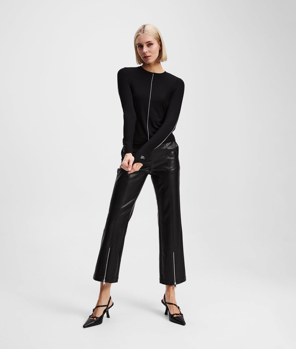 CONTRAST PIPING LONG-SLEEVED TOP