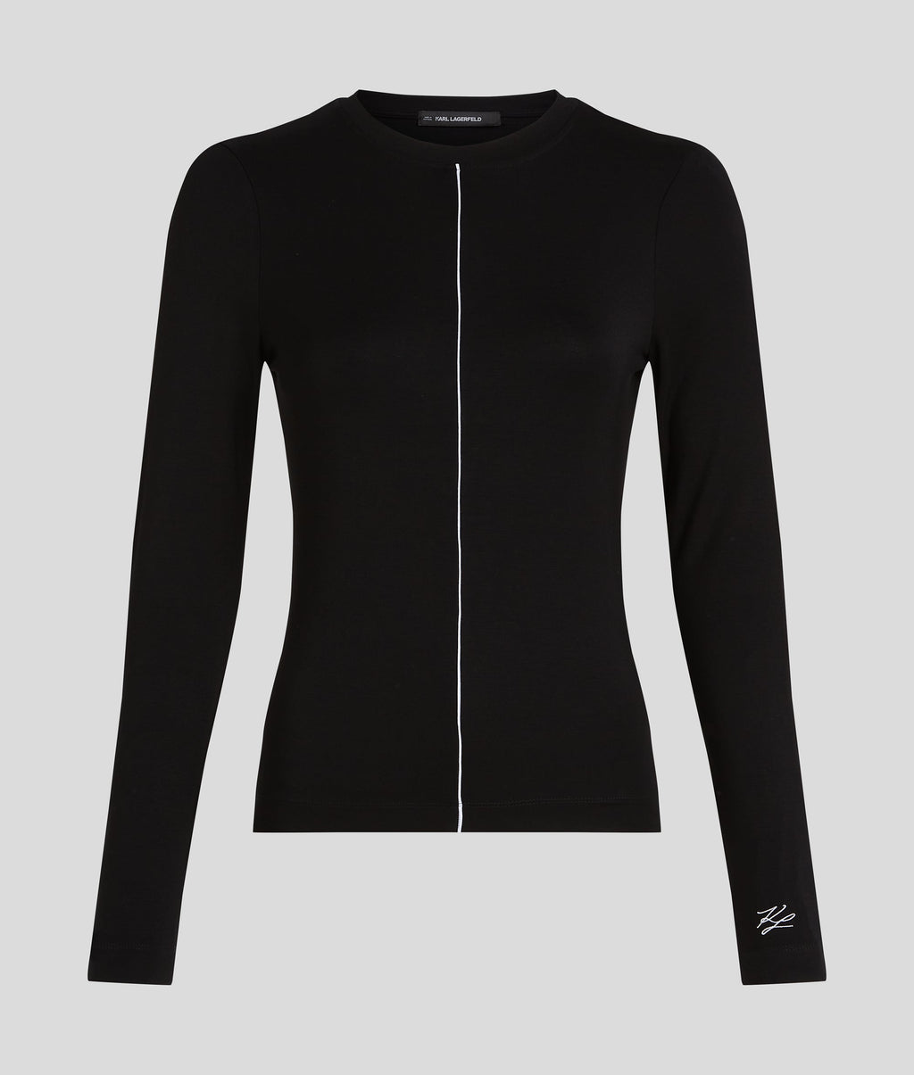 CONTRAST PIPING LONG-SLEEVED TOP