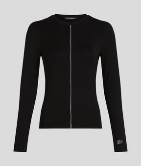 CONTRAST PIPING LONG-SLEEVED TOP