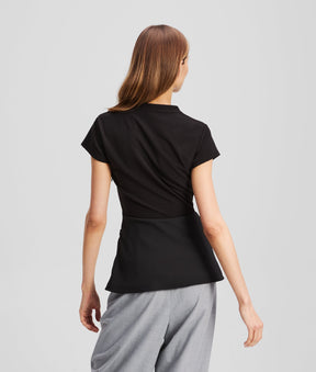 FABRIC MIX V-NECK TOP