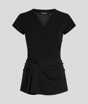 FABRIC MIX V-NECK TOP