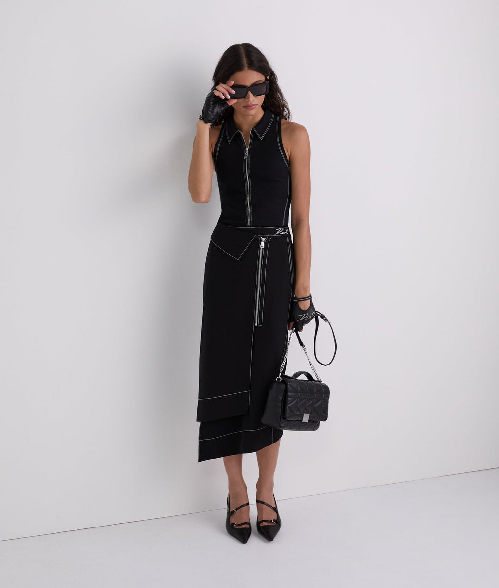 CONTRAST STITCH SLEEVELESS TOP