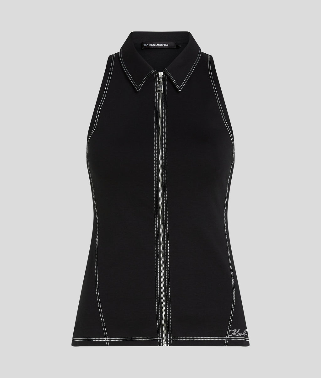 CONTRAST STITCH SLEEVELESS TOP