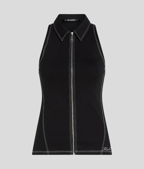 CONTRAST STITCH SLEEVELESS TOP