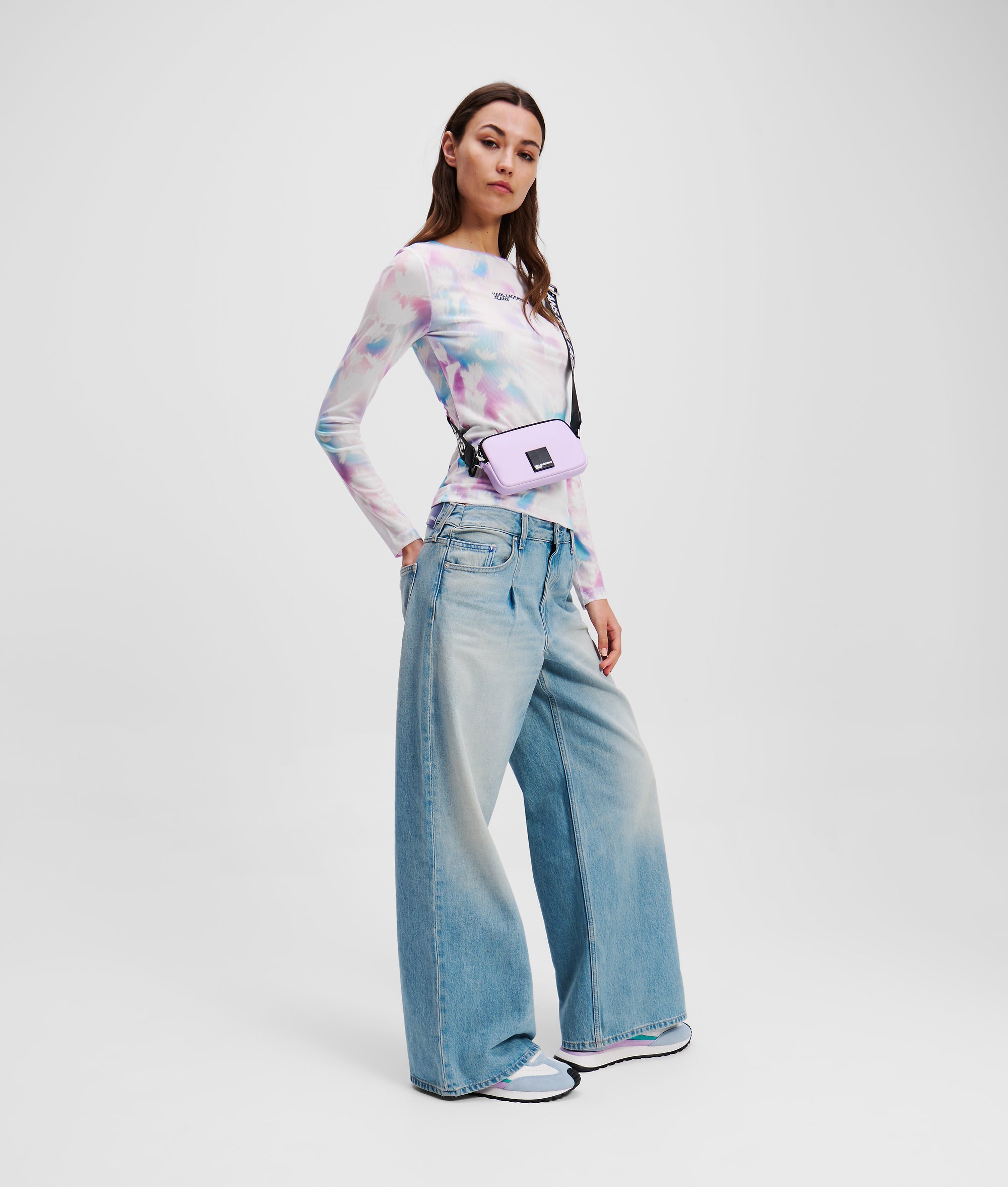 FLORAL-PRINT MESH T-SHIRT