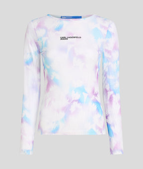 FLORAL-PRINT MESH T-SHIRT