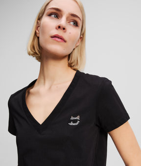 RHINESTONE IKON CHOUPETTE V-NECK T-SHIRT