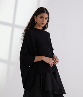 RIB-KNIT PONCHO