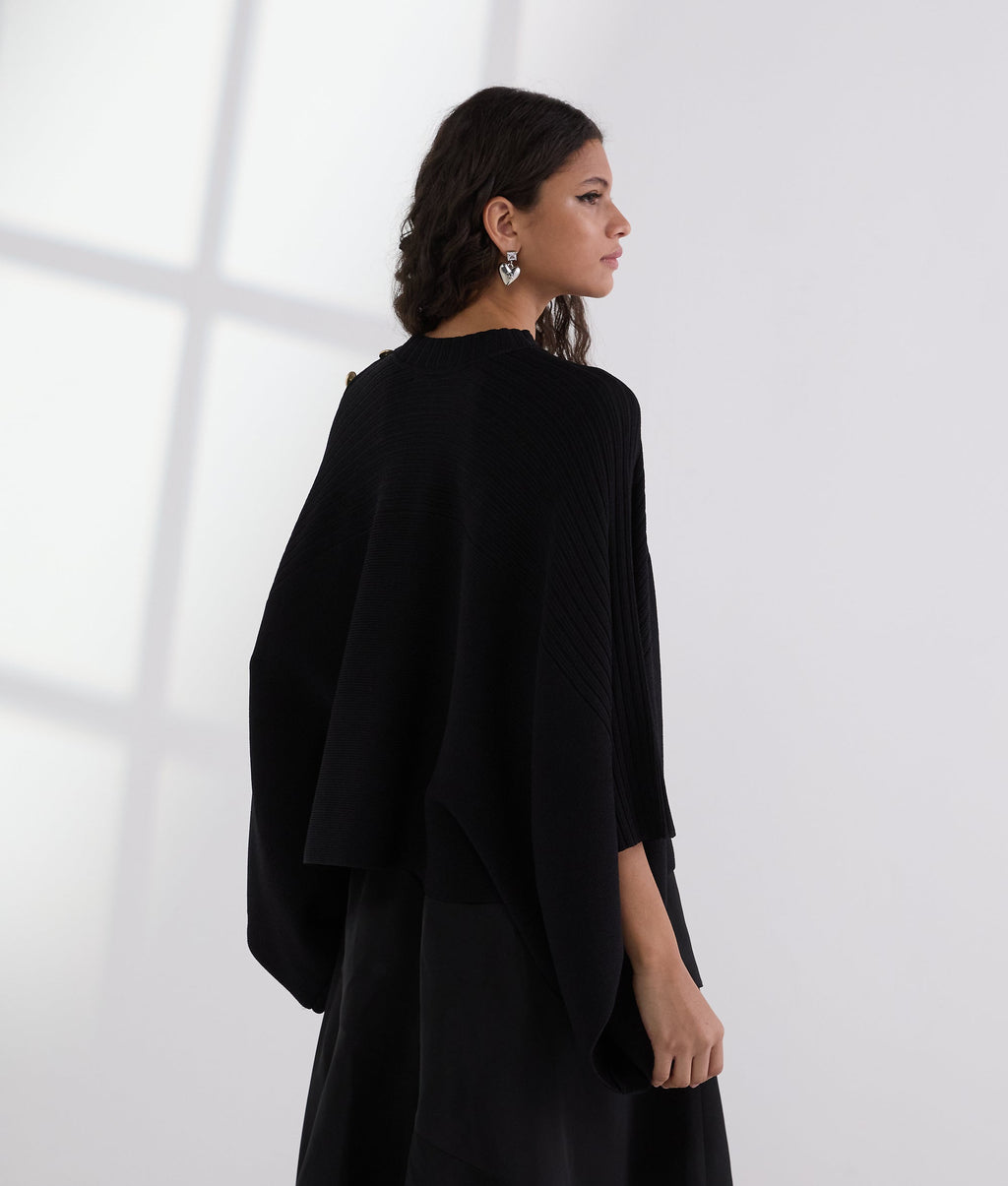 RIB-KNIT PONCHO