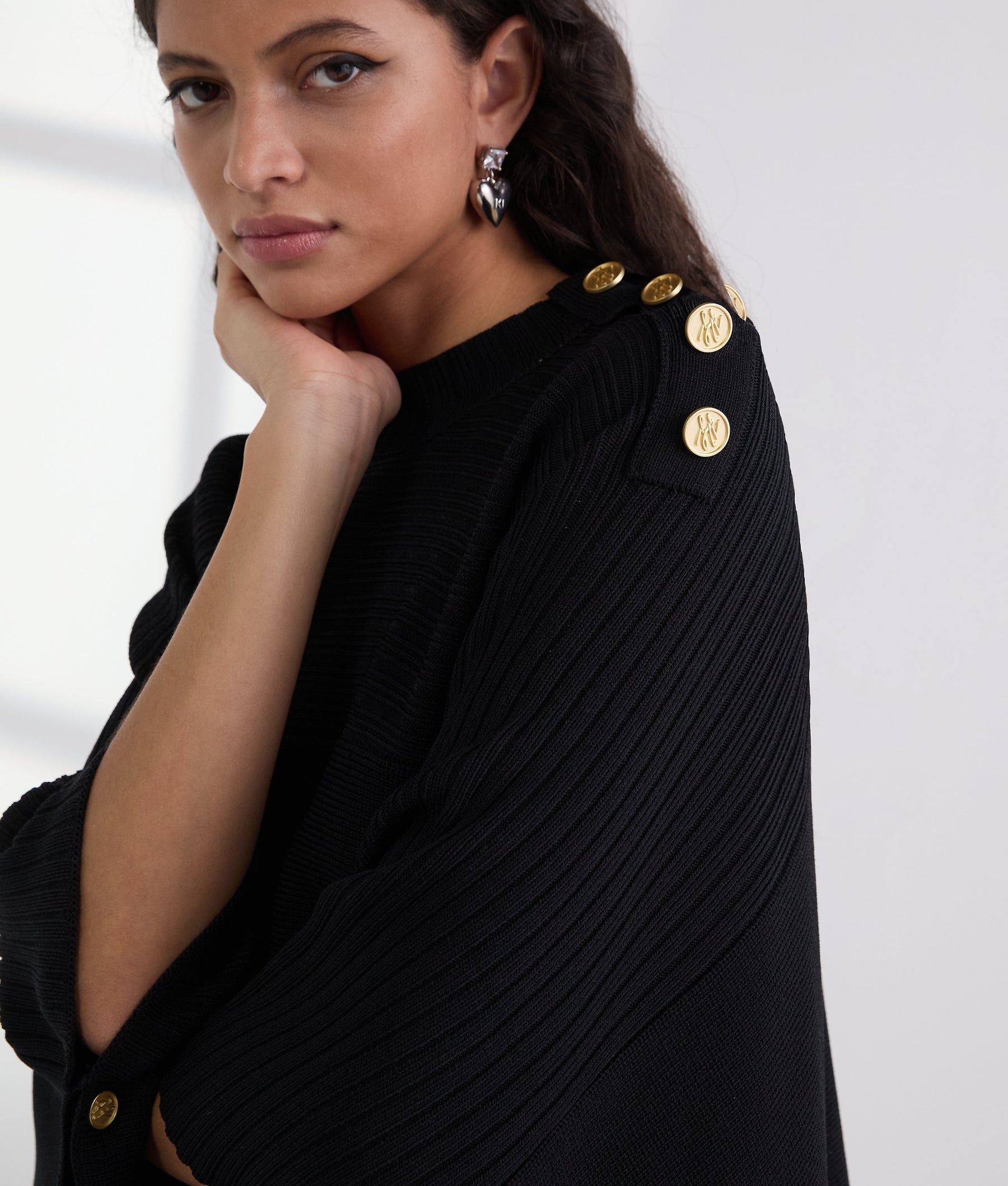 RIB-KNIT PONCHO