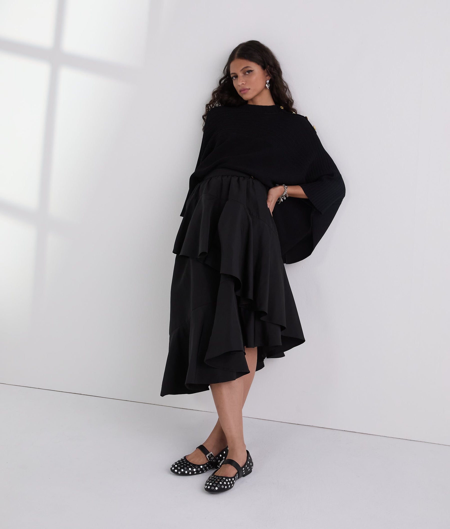 RIB-KNIT PONCHO