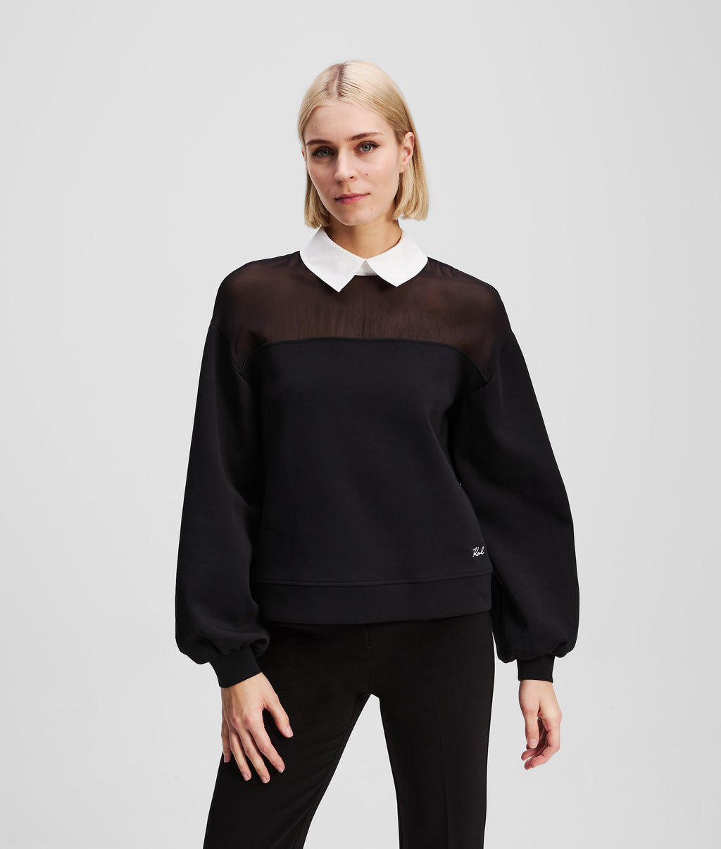 POPLIN COLLAR SWEATSHIRT
