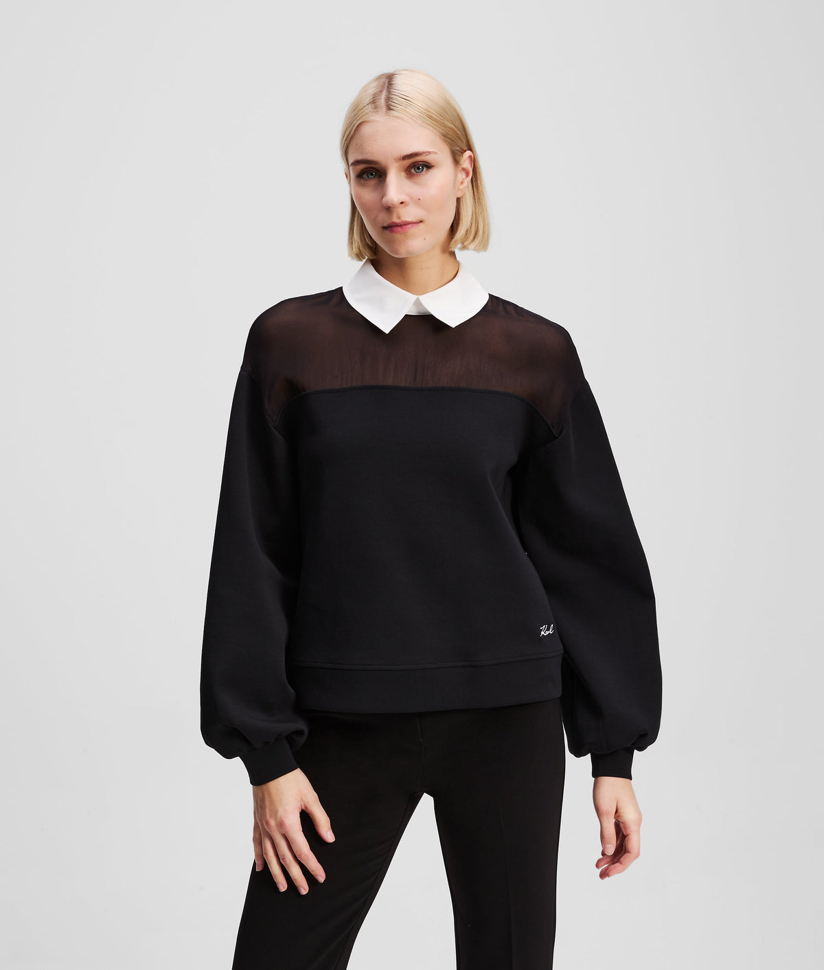 POPLIN COLLAR SWEATSHIRT