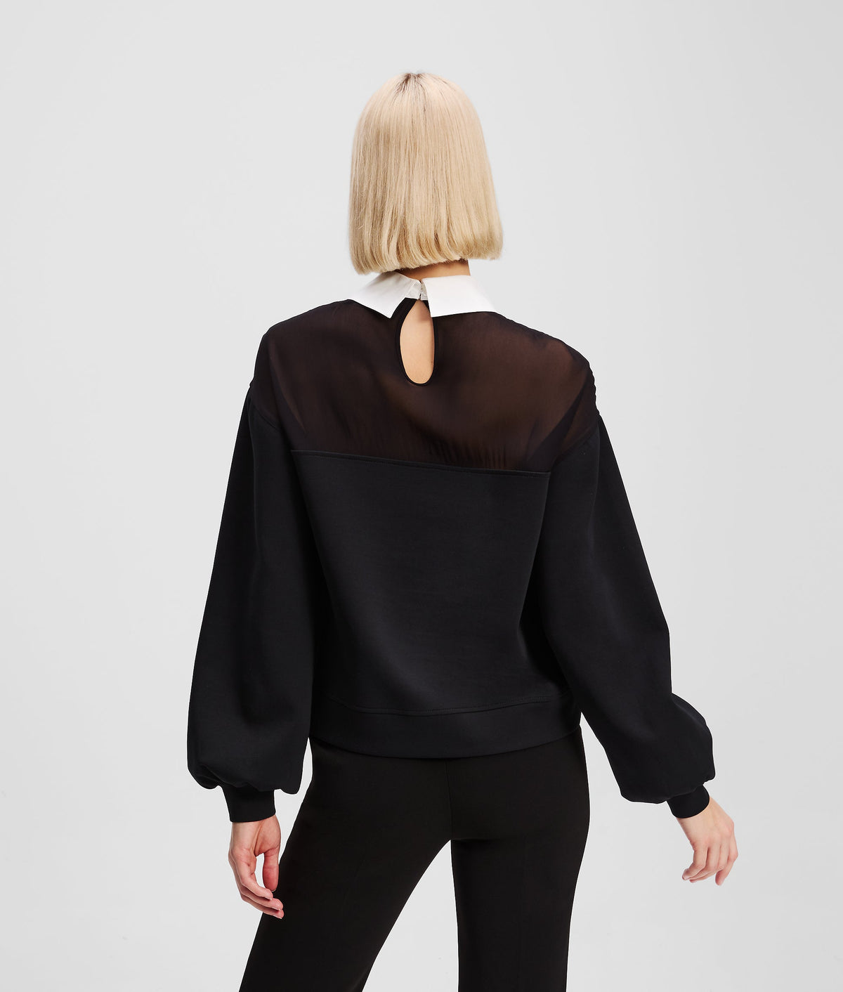 POPLIN COLLAR SWEATSHIRT