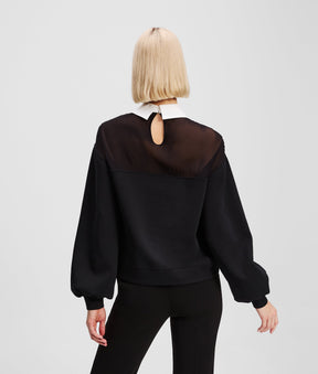 POPLIN COLLAR SWEATSHIRT
