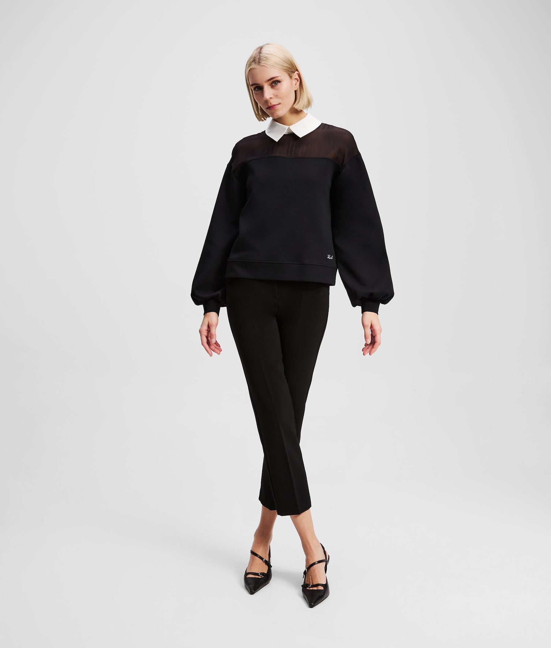 POPLIN COLLAR SWEATSHIRT