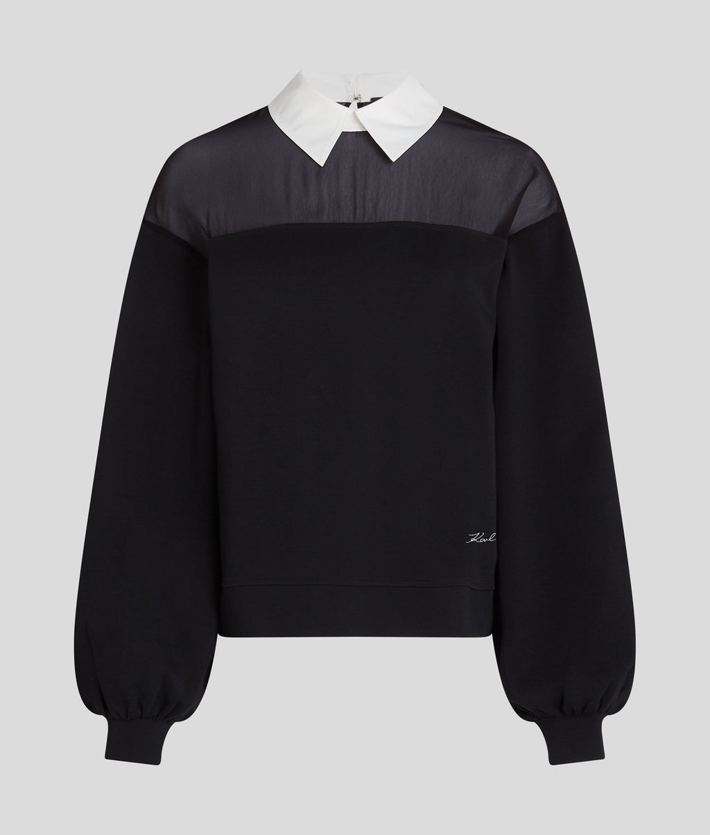 POPLIN COLLAR SWEATSHIRT