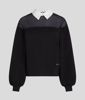 POPLIN COLLAR SWEATSHIRT