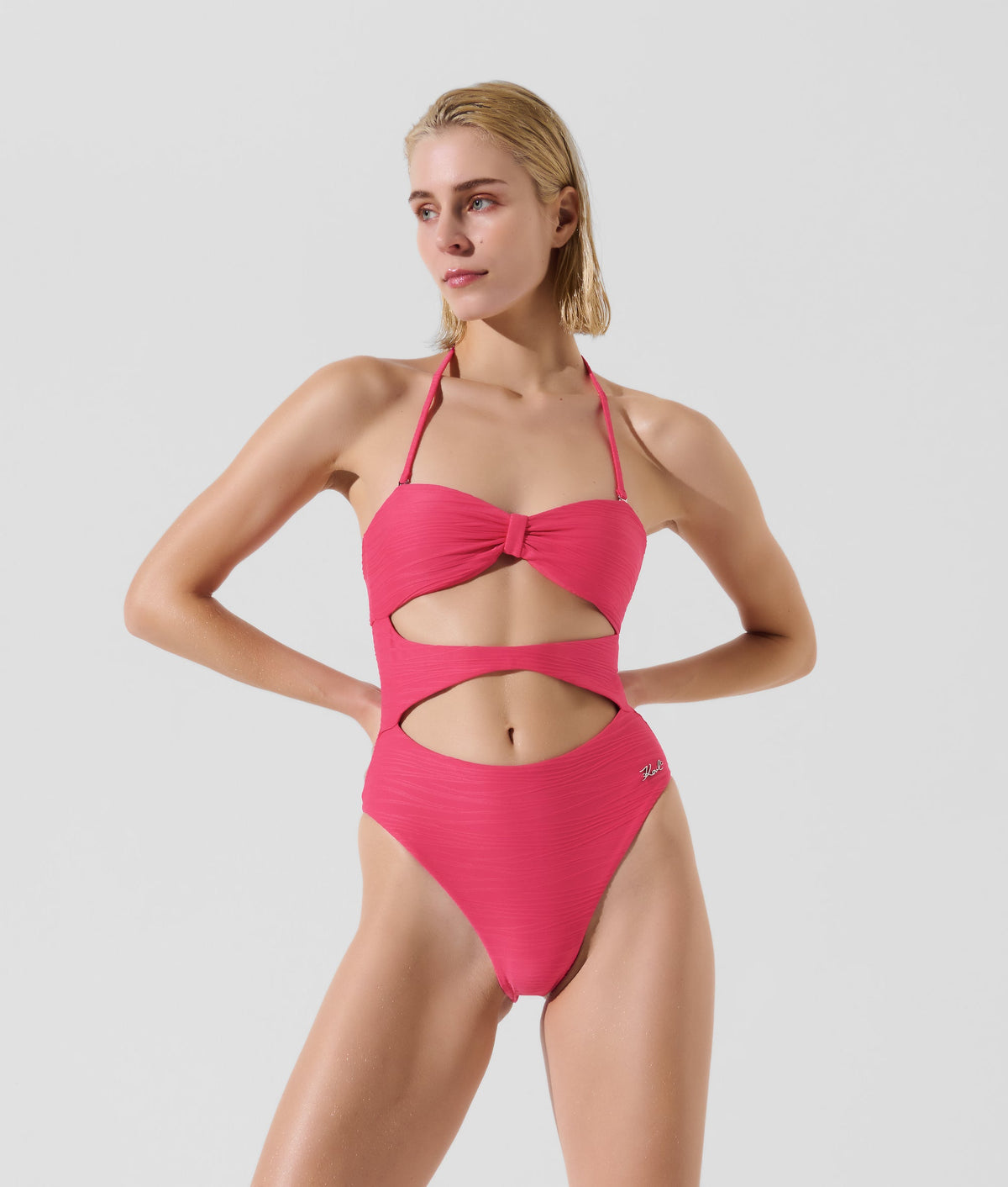 RIBBED BANDEAU SWIMSUIT