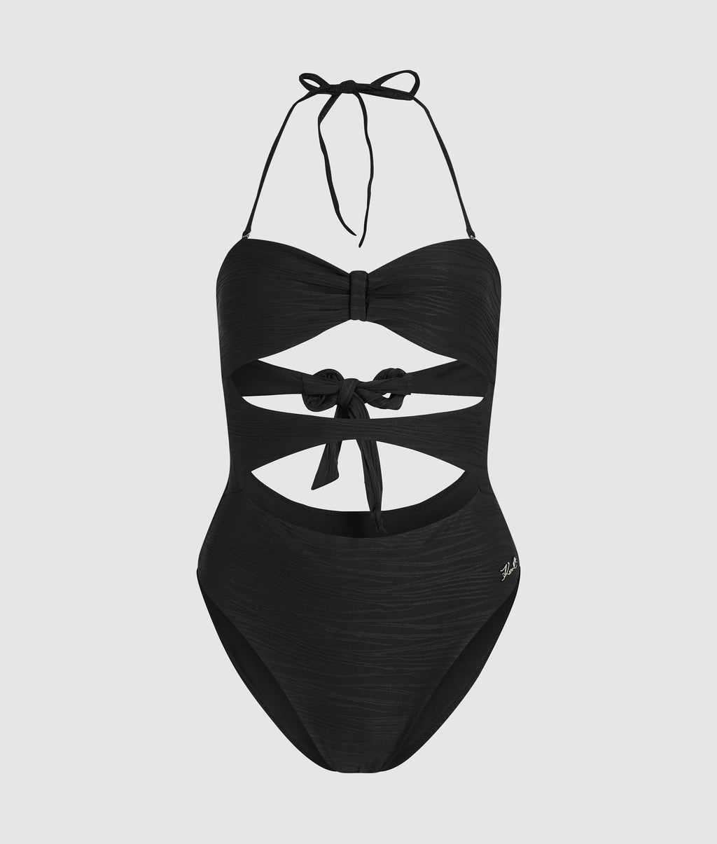 RIBBED BANDEAU SWIMSUIT