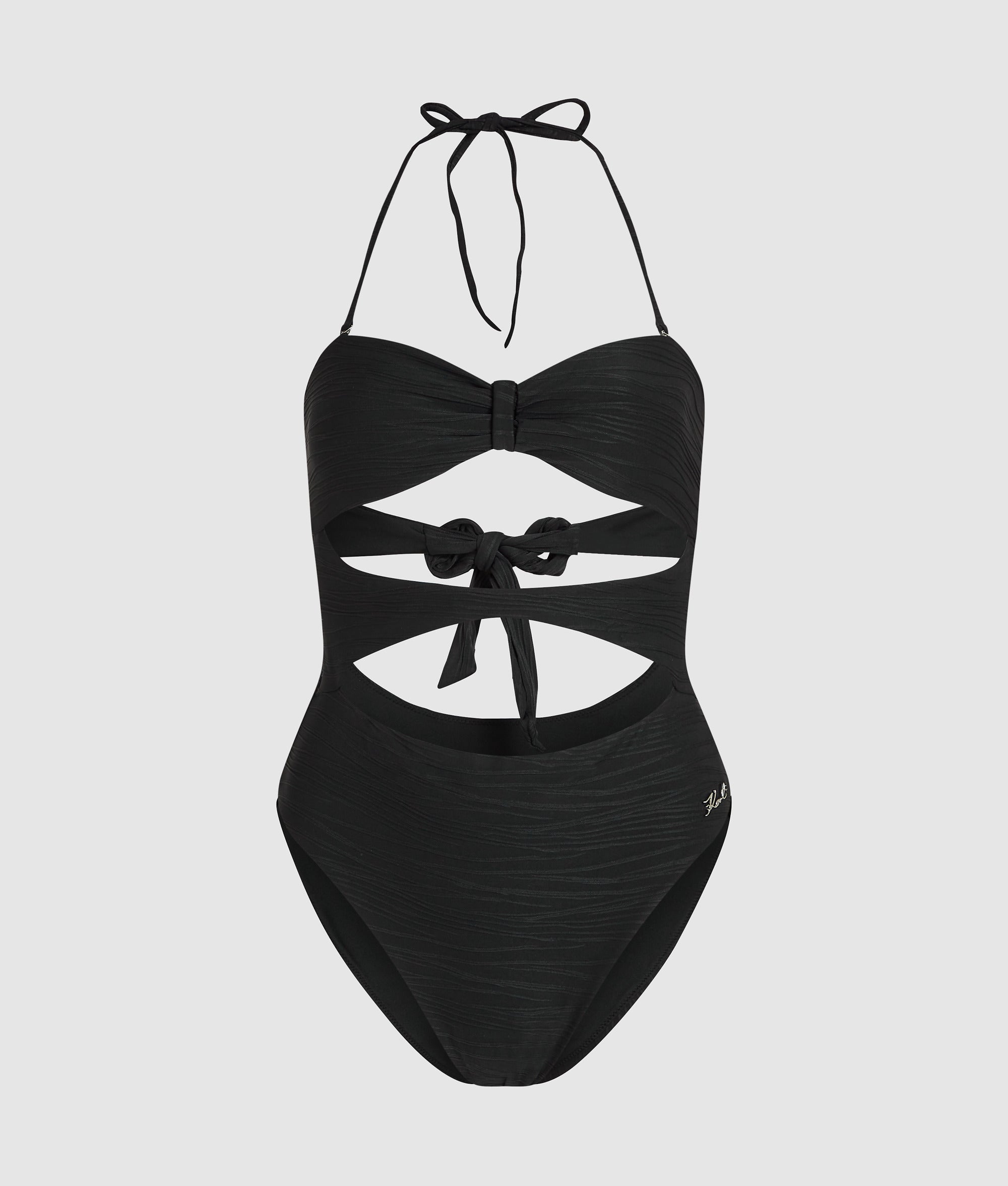 RIBBED BANDEAU SWIMSUIT