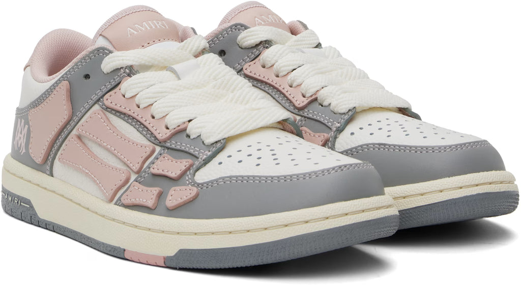 AMIRI Pink & Gray Varsity Skel Top Low Sneakers