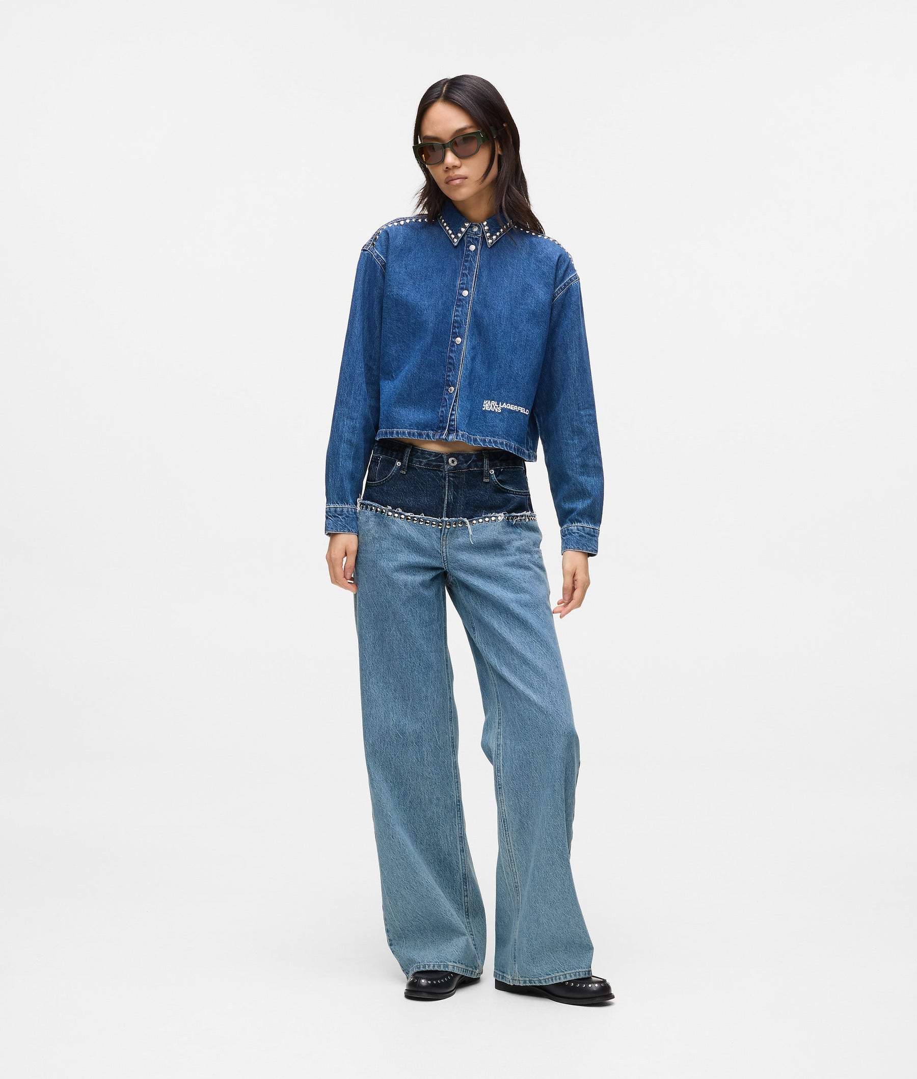 Colorblock relaxed jeans