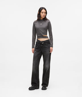 Cutout waist relaxed jeans