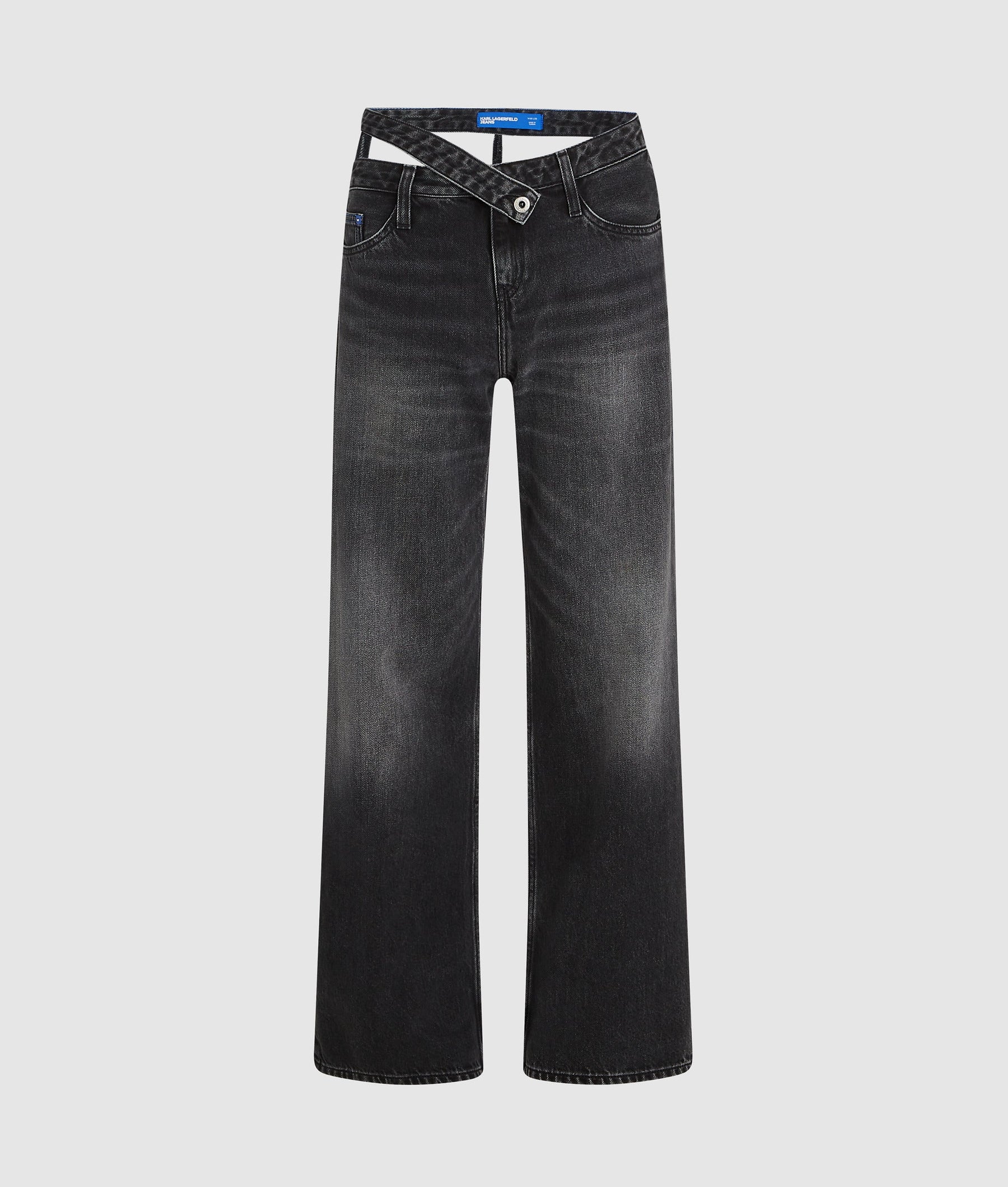Cutout waist relaxed jeans