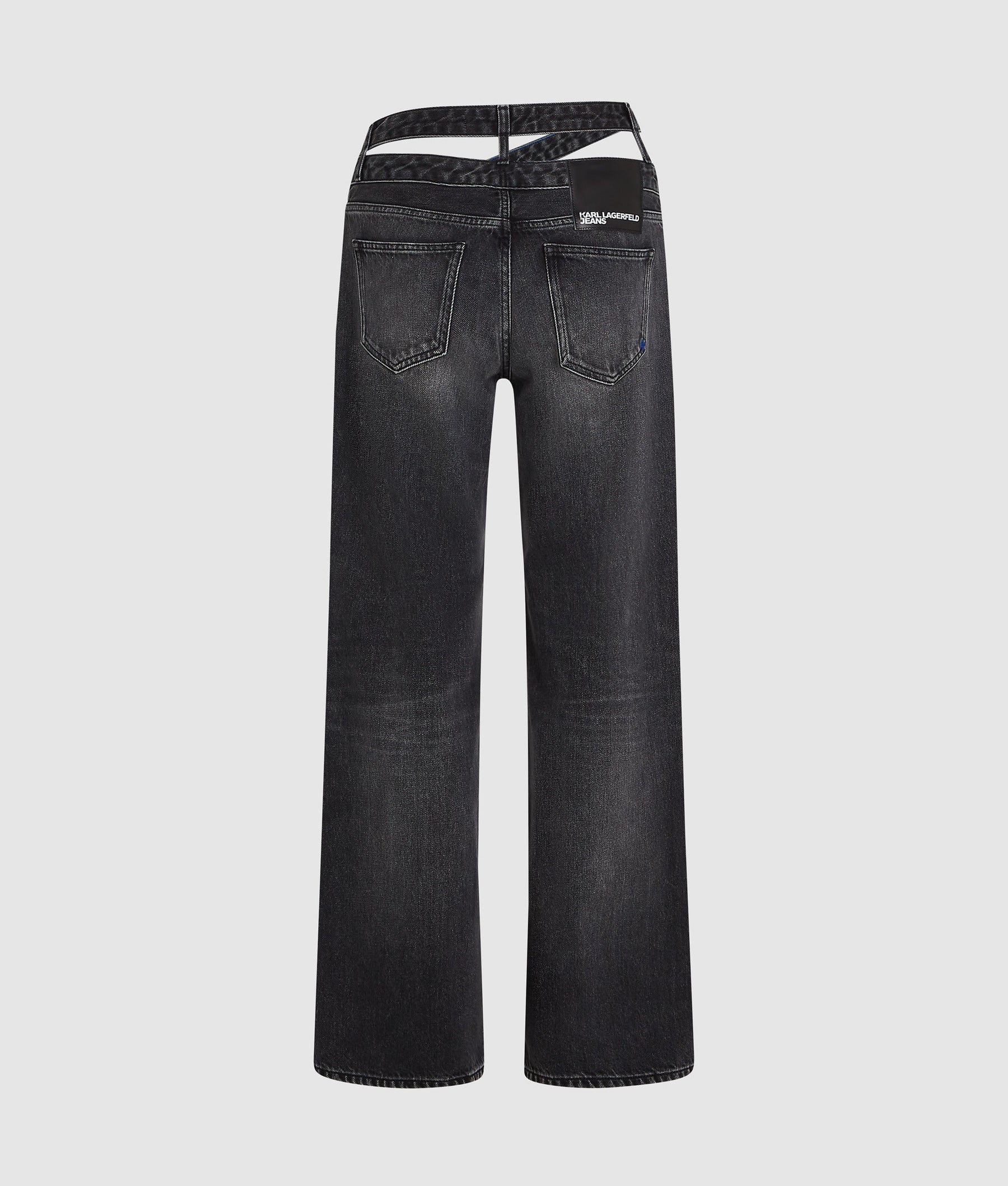 Cutout waist relaxed jeans