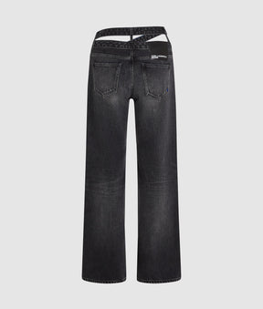 Cutout waist relaxed jeans