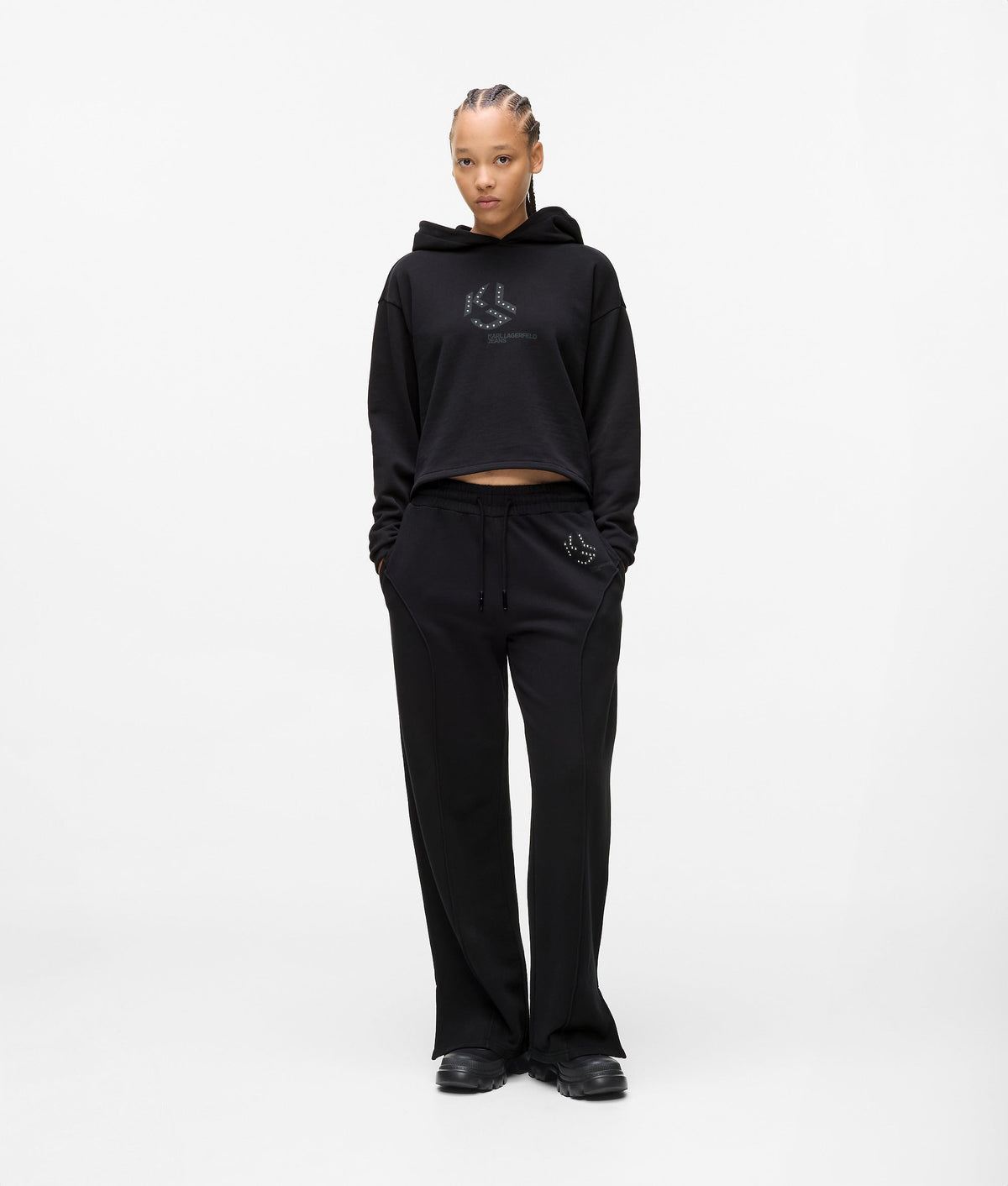 Studded monogram track pants