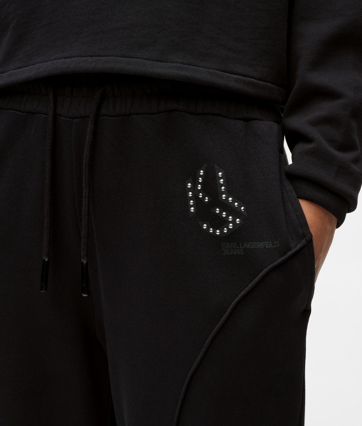 Studded monogram track pants