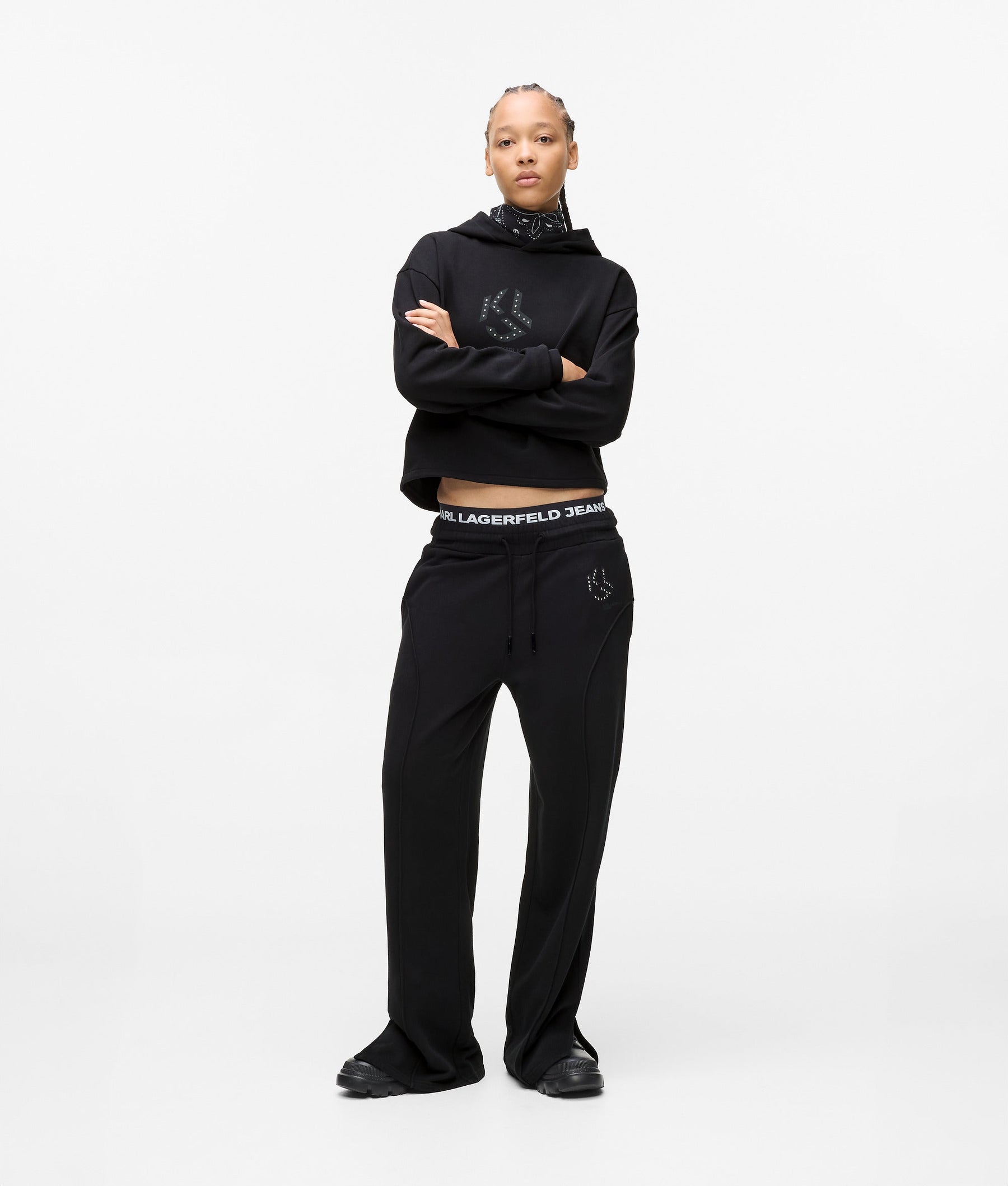 Studded monogram track pants