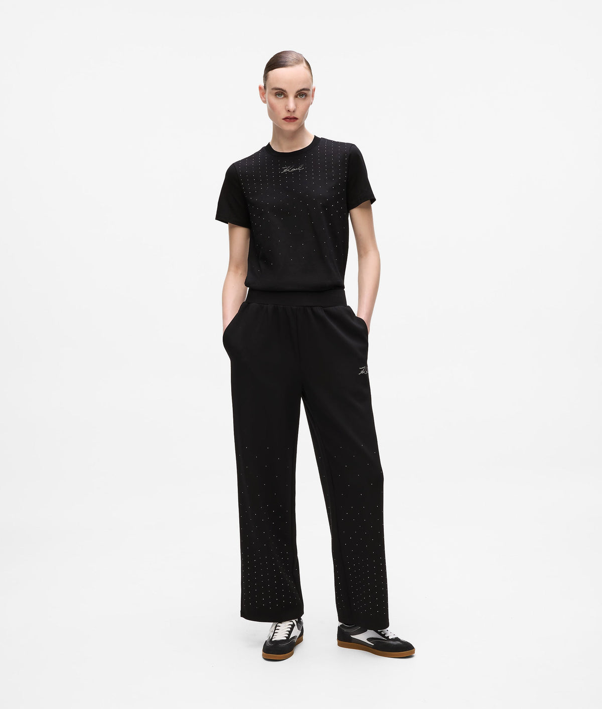 Rhinestone track pants